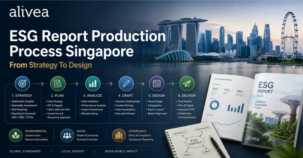 esg report production process singapore from strategy to design
